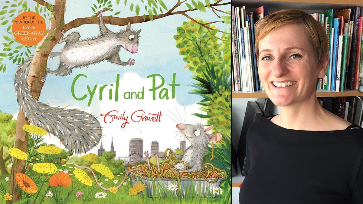 The front cover of Cyril and Pat and author-illustrator Emily Gravett