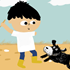 Illustration of a disabled child playing with their dog
